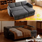Canapé convertible Dyonery - Canapé-lit 2-en-1 avec rangement et méridienne, canapé sectionnel en chenille avec ports USB, assemblage sans outils