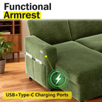 Canapé convertible Dyonery - Canapé-lit 2-en-1 avec rangement et méridienne, canapé sectionnel en chenille avec ports USB, assemblage sans outils