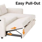 Canapé convertible Dyonery - Canapé-lit 2-en-1 avec rangement et méridienne, canapé sectionnel en chenille avec ports USB, assemblage sans outils