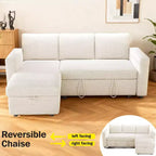 Canapé convertible Dyonery - Canapé-lit 2-en-1 avec rangement et méridienne, canapé sectionnel en chenille avec ports USB, assemblage sans outils