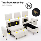 Canapé convertible Dyonery - Canapé-lit 2-en-1 avec rangement et méridienne, canapé sectionnel en chenille avec ports USB, assemblage sans outils