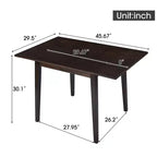 Table de salle à manger extensible 29-45 avec rallonges et pieds en bois d'hévéa