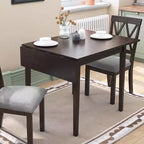 Table de salle à manger extensible 29-45 avec rallonges et pieds en bois d'hévéa