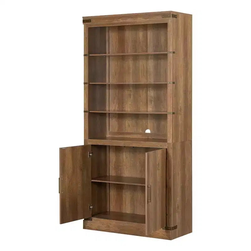 GDFStudio Lancelot - Bibliothèque haute de 212 cm style ferme avec 2 portes