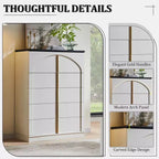 Commode 5 tiroirs, 44 commodes et chiffons hauts, design à panneaux arqués, commode verticale moderne en bois à texture naturelle pour chambre à coucher