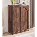 5 Drawer Dresser, 44 Tall Dressers & Chests of Drawers Arched Panel Design, Wood Modern Vertical Dresser Natural Texture for Bedroom
