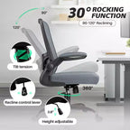 Chaise de bureau ergonomique KERDOM, Chaise d'ordinateur en maille, avec soutien lombaire, accoudoirs rotatifs et réversibles, réglable en hauteur