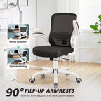 Chaise de bureau ergonomique KERDOM, Chaise d'ordinateur en maille, avec soutien lombaire, accoudoirs rotatifs et réversibles, réglable en hauteur