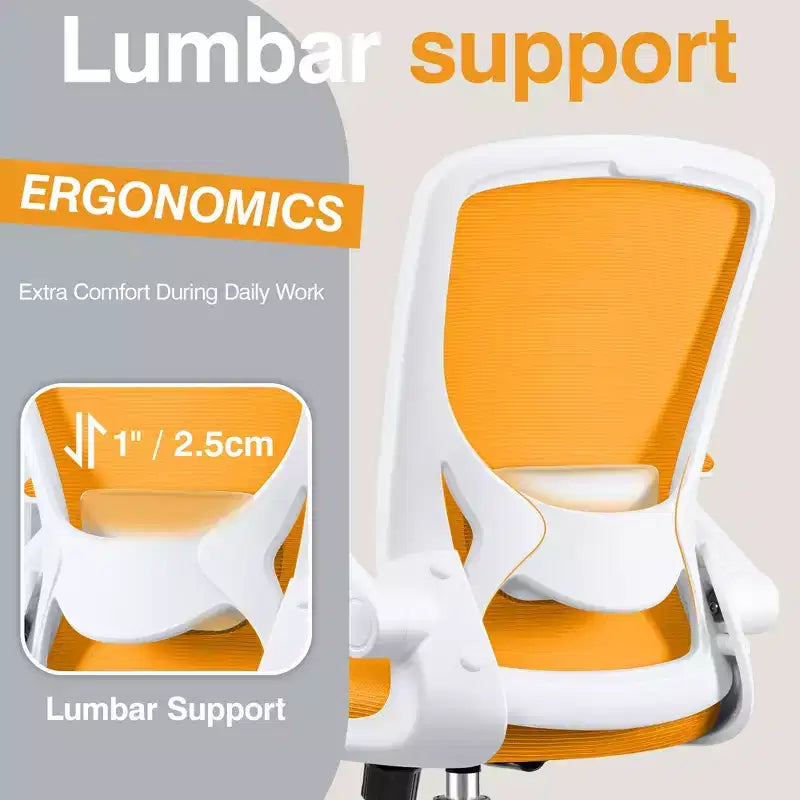 Chaise de bureau ergonomique KERDOM, Chaise d'ordinateur en maille, avec soutien lombaire, accoudoirs rotatifs et réversibles, réglable en hauteur