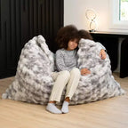 Raven-Symon Home Oreiller Saxx LoungePuff, Oreiller de Sol Géant et Chaise Longue en Fausse Fourrure