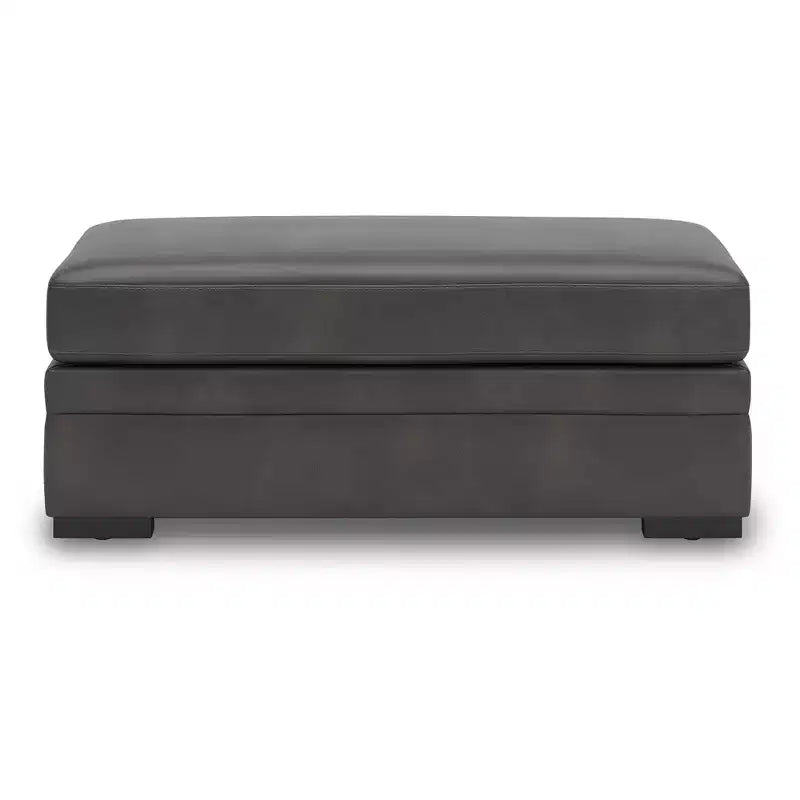 Signature Design by Ashley Brickett Grand pouf d'appoint, revêtement en faux cuir ultra doux, gris ombre