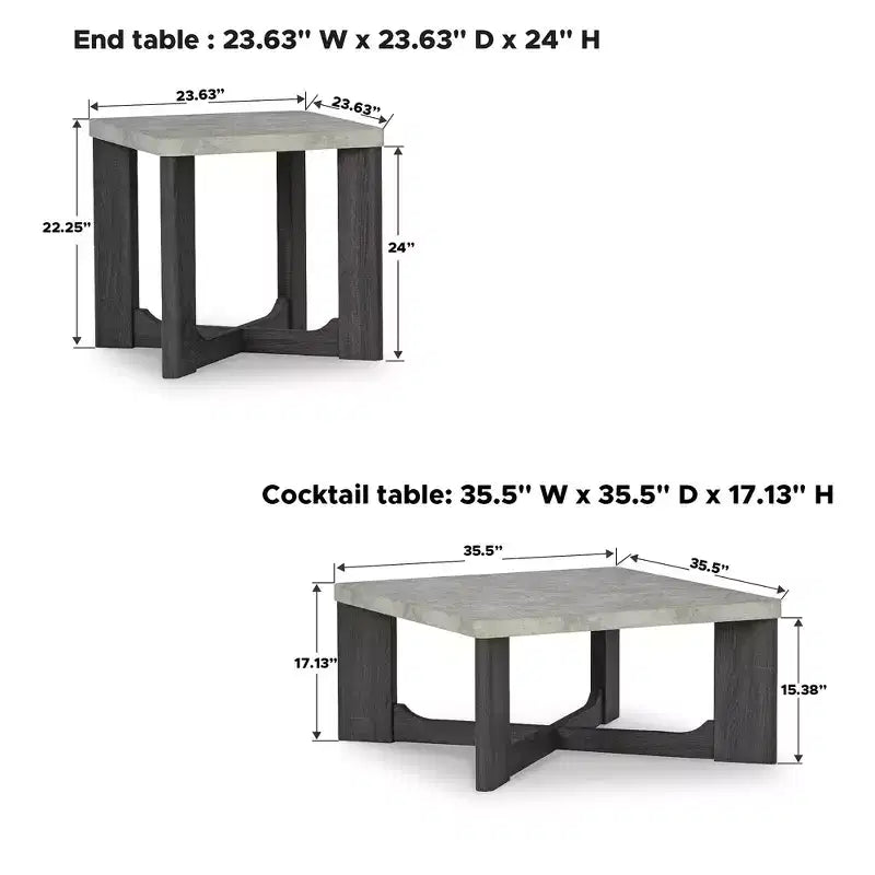 Signature Design by Ashley Sharstorm - Ensemble de tables d'appoint, table basse et 2 tables d'appoint, gris bicolore