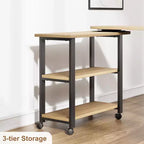 Table d'appoint pivotante à 360° pour canapé, table basse mobile à 2 niveaux, poche de rangement supplémentaire, 6 roulettes pivotantes verrouillables, polyvalente pour salon, chambre à coucher