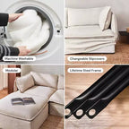 Canapé sectionnel en U Anabei modulaire lavable 6 places + pouf | Assise Deluxe+ et oreiller Cloud