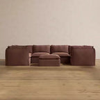 Canapé sectionnel en U Anabei modulaire lavable 6 places + pouf | Assise Deluxe+ et oreiller Cloud