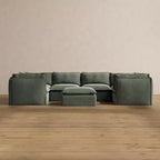 Canapé sectionnel en U Anabei modulaire lavable 6 places + pouf | Assise Deluxe+ et oreiller Cloud