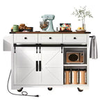 Desserte de cuisine Homy Casa avec abattant et rangement, portes coulissantes de style grange et roulettes