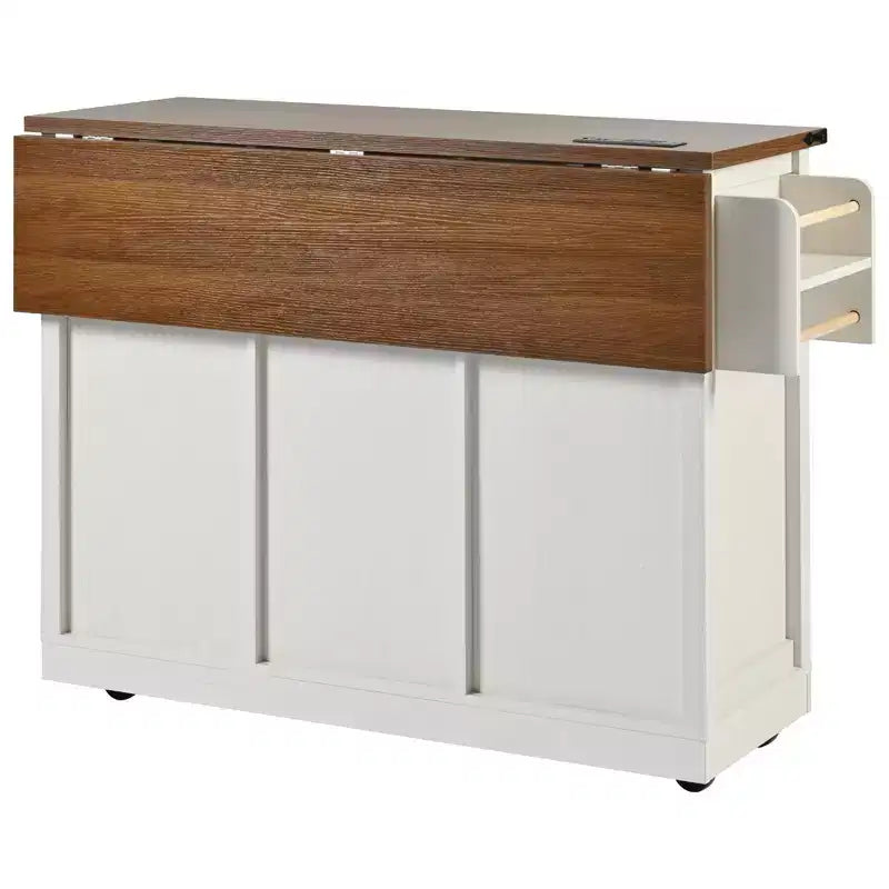 Desserte de cuisine Homy Casa avec abattant et rangement, portes coulissantes de style grange et roulettes