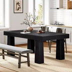Lantine 63'' Modern Rectangular Dining Table with Heavy Duty Tapered Legs, Black, for Dining Room, Cafe, Restaurant, Easy Assembly.