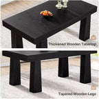 Table de salle à manger rectangulaire moderne Lantine 63'' avec pieds coniques robustes, noire, pour salle à manger, café, restaurant, montage facile.