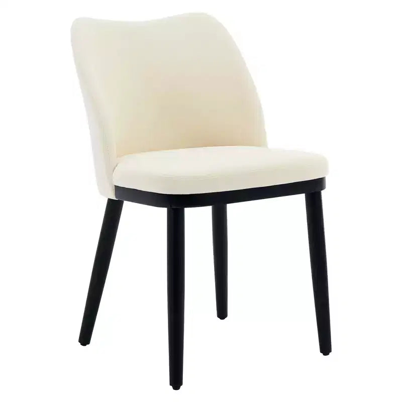 Lot de 2 chaises de salle à manger modernes en tissu rembourré, siège rembourré et pieds en bois robustes, assise confortable pour cuisine, restaurant, salon