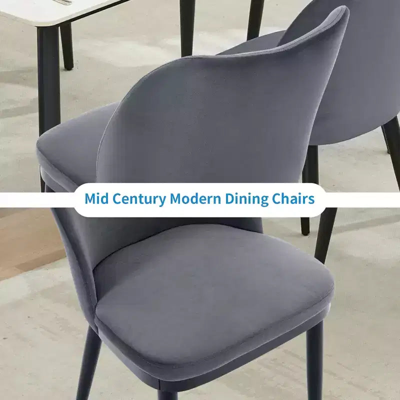 Lot de 2 chaises de salle à manger modernes en tissu rembourré, siège rembourré et pieds en bois robustes, assise confortable pour cuisine, restaurant, salon