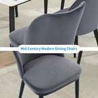 Lot de 2 chaises de salle à manger modernes en tissu rembourré, siège rembourré et pieds en bois robustes, assise confortable pour cuisine, restaurant, salon