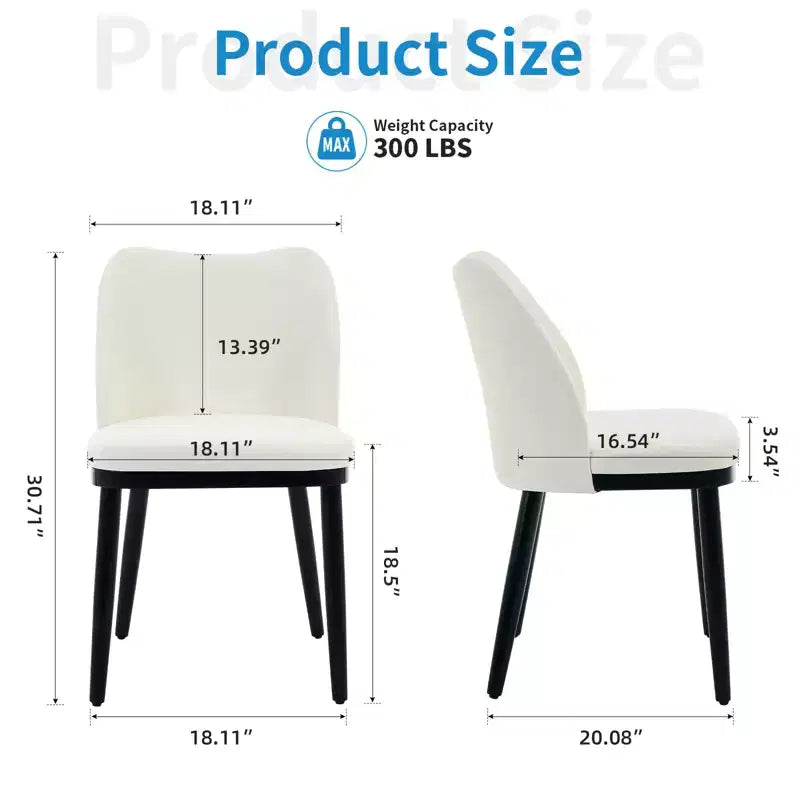 Lot de 2 chaises de salle à manger modernes en tissu rembourré, siège rembourré et pieds en bois robustes, assise confortable pour cuisine, restaurant, salon