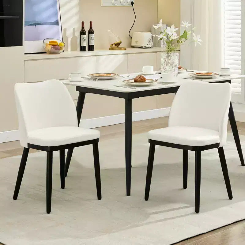 Set of 2 Modern Upholstered Fabric Dining Side Chairs, Padded Seat & Sturdy Wood Legs, Comfortable Seating for Kitchen Restaurant Living Room