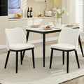 Set of 2 Modern Upholstered Fabric Dining Side Chairs, Padded Seat & Sturdy Wood Legs, Comfortable Seating for Kitchen Restaurant Living Room