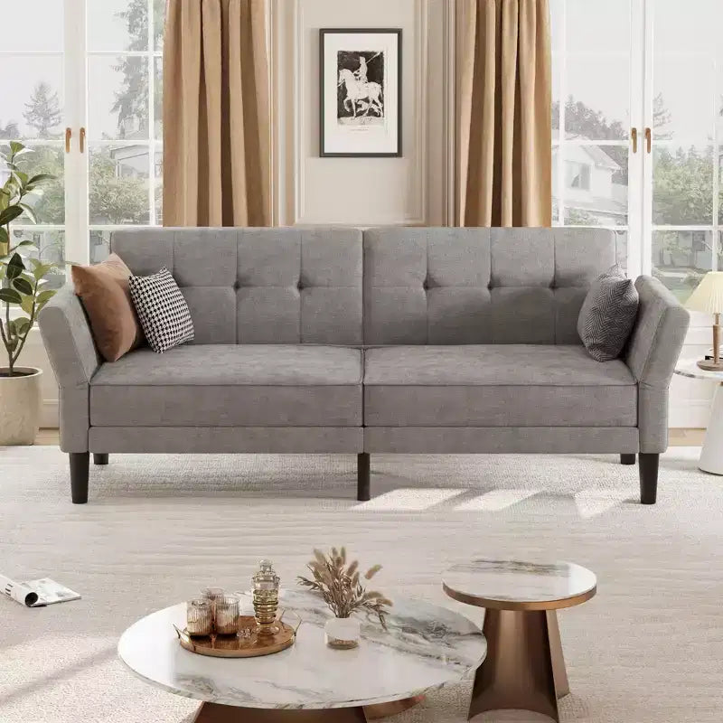 Canapé-lit futon moderne 89, dossier et accoudoirs réglables, confortable, convertible, polyvalent pour salon, chambre à coucher, appartement