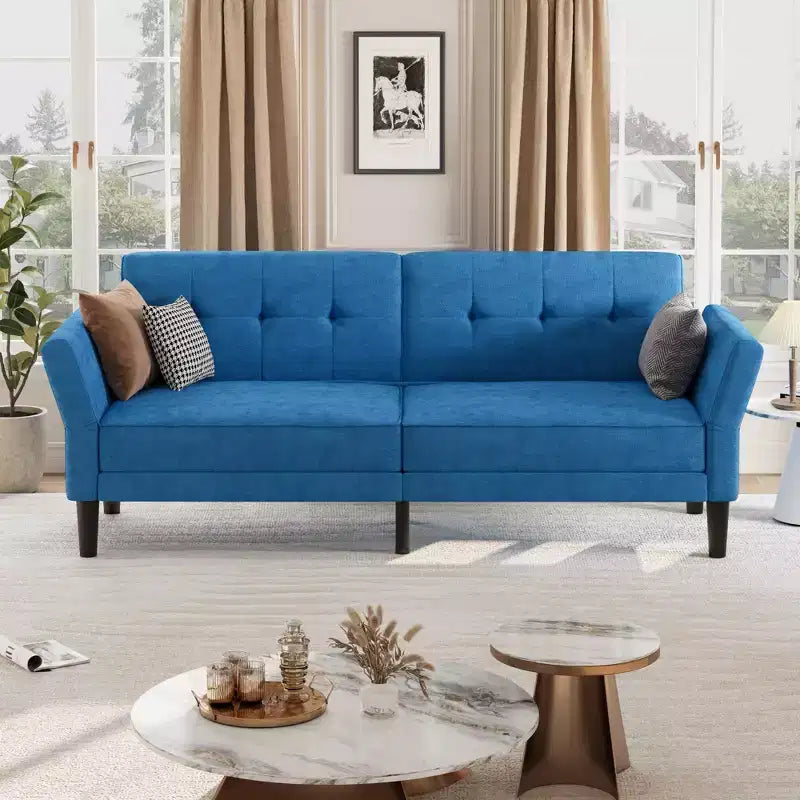 Canapé-lit futon moderne 89, dossier et accoudoirs réglables, confortable, convertible, polyvalent pour salon, chambre à coucher, appartement
