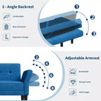 Canapé-lit futon moderne 89, dossier et accoudoirs réglables, confortable, convertible, polyvalent pour salon, chambre à coucher, appartement