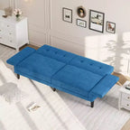 Canapé-lit futon moderne 89, dossier et accoudoirs réglables, confortable, convertible, polyvalent pour salon, chambre à coucher, appartement