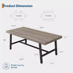Table à manger industrielle pour 6-8 personnes, longue table en bois de 180 cm, sièges rectangulaires pour le dîner, la cuisine, la salle à manger