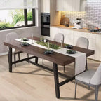 Table à manger industrielle pour 6-8 personnes, longue table en bois de 180 cm, sièges rectangulaires pour le dîner, la cuisine, la salle à manger