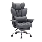 Fauteuil de bureau grande taille avec repose-pieds, Fauteuil de direction à dossier haut, Inclinaison à 155°, Coussin de soutien lombaire, Fauteuil de jeu en similicuir pour la maison