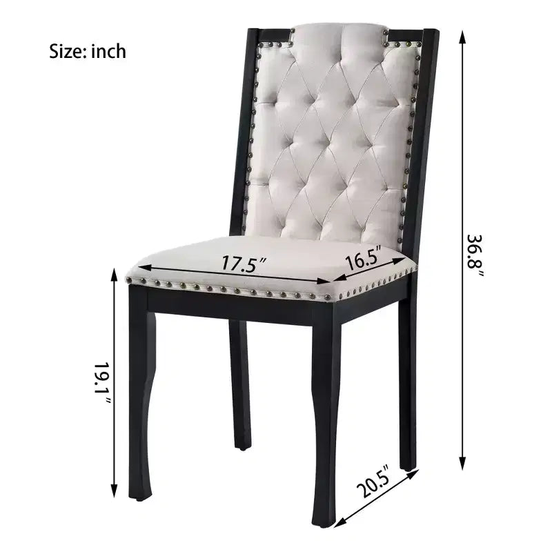 Chaises de salle à manger capitonnées GDFStudio Ziegler avec dossier haut capitonné à losanges et pieds en bois massif (lot de 4)