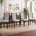 GDFStudio Ziegler Upholstered Dining Chairs with High Back Diamond Button Tufted and Solid Wood Legs (Set of 4)