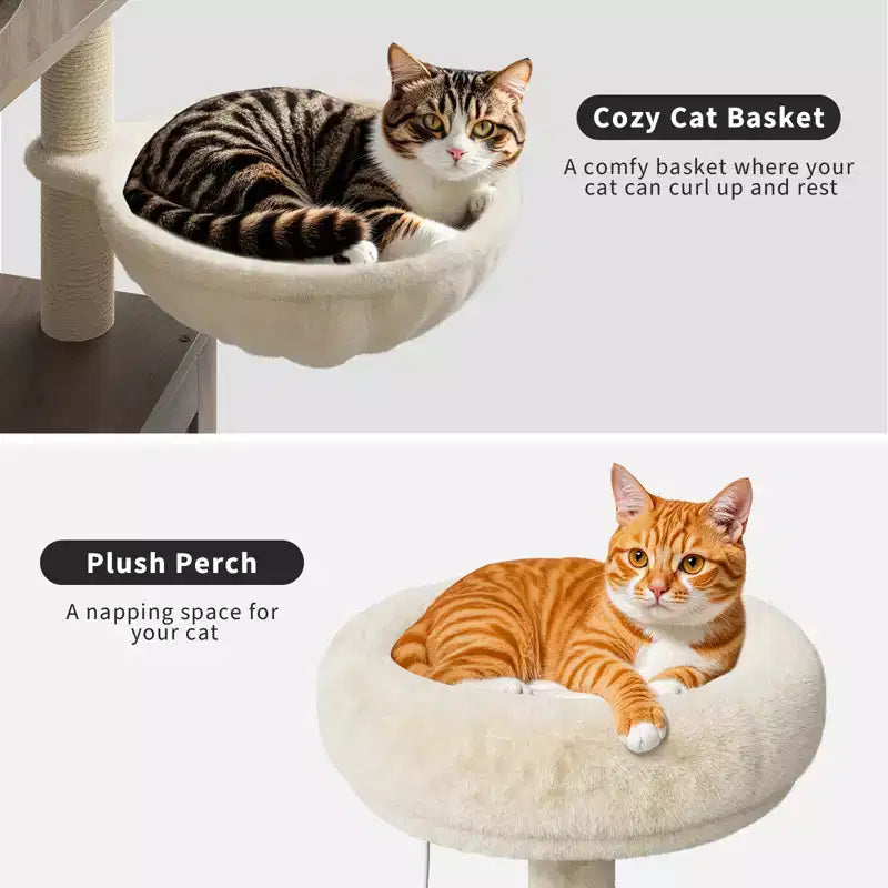 Meuble cache-litière pour chat en bois à plusieurs niveaux avec poteau à griffer et grotte pour chat, Meuble cache-litière pour chat avec poteau à griffer en sisal, Coin douillet
