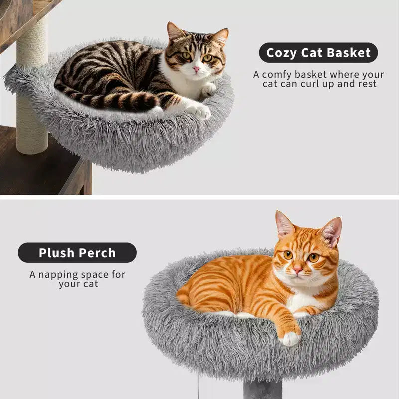 Meuble cache-litière pour chat en bois à plusieurs niveaux avec poteau à griffer et grotte pour chat, Meuble cache-litière pour chat avec poteau à griffer en sisal, Coin douillet