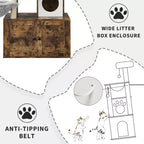 Meuble cache-litière pour chat en bois à plusieurs niveaux avec poteau à griffer et grotte pour chat, Meuble cache-litière pour chat avec poteau à griffer en sisal, Coin douillet