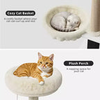 Meuble cache-litière pour chat en bois à plusieurs niveaux avec poteau à griffer et grotte pour chat, Meuble cache-litière pour chat avec poteau à griffer en sisal, Coin douillet