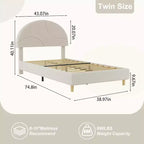 Lit enfant avec tête de lit capitonnée, design en forme d'arche, lit plateforme mignonne de princesse pour filles/garçons, support à lattes en bois
