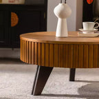 Table basse ronde ModernLuxe rétro avec rangement dissimulé, table d'appoint de salon en bois de style Mid-Century