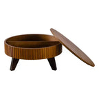 Table basse ronde ModernLuxe rétro avec rangement dissimulé, table d'appoint de salon en bois de style Mid-Century