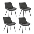 Mid Century Modern Dining Chairs Set of 4/6, Faux Leather Upholstered Kitchen & Dining Room Chairs with Backrest and Metal Legs, for Guest Reception