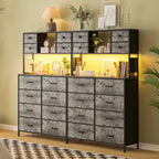 Commode avec 12 tiroirs en tissu, commode de chambre avec station de recharge, commodes et chiffonniers