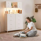 Commode avec 12 tiroirs en tissu, commode de chambre avec station de recharge, commodes et chiffonniers