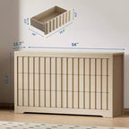 Commode cannelée moderne pour chambre à coucher, commode en bois, organiseur de rangement sans poignées avec tiroirs profonds pour vêtements pour salon et couloir